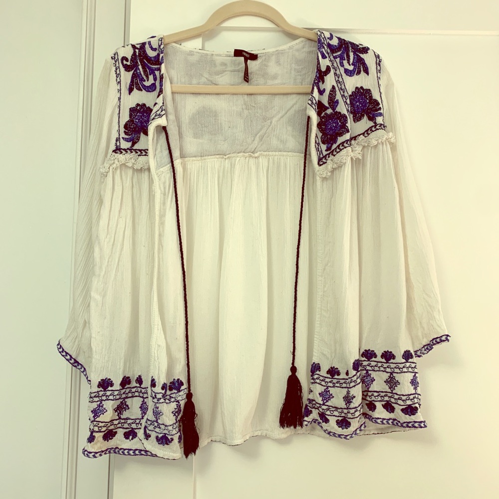 Embroidered kimono style jacket